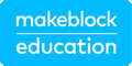 Makeblock Education logo on a blue background, representing innovative learning solutions.