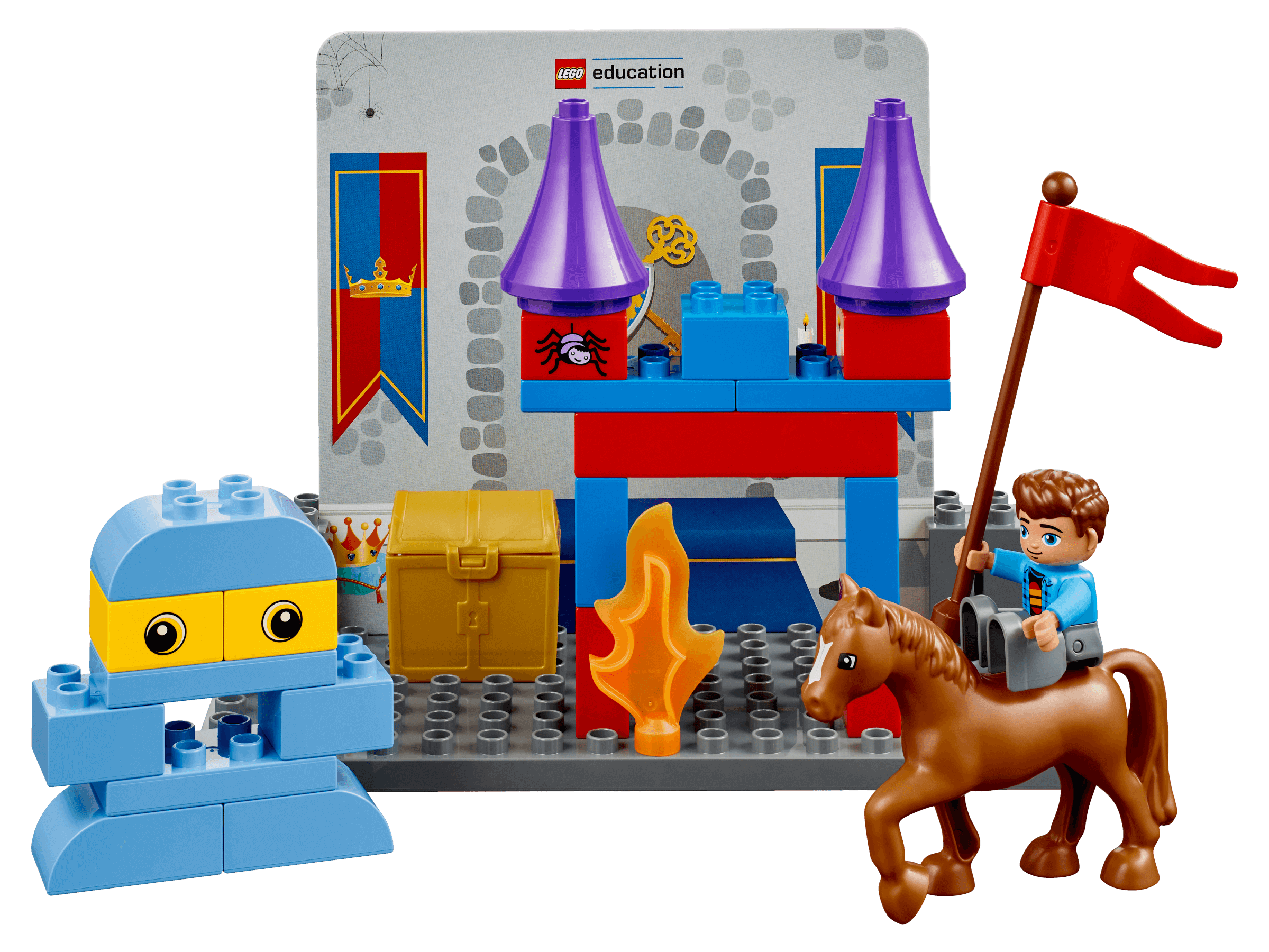 LEGO Education StoryTales 45005 set with colorful blocks, characters, and imaginative storytelling elements.