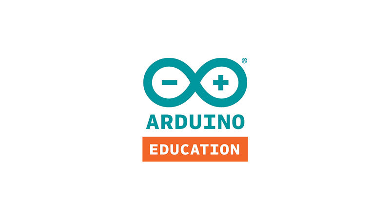 Arduino Education logo featuring a blue infinity symbol and the word 'EDUCATION' in orange.