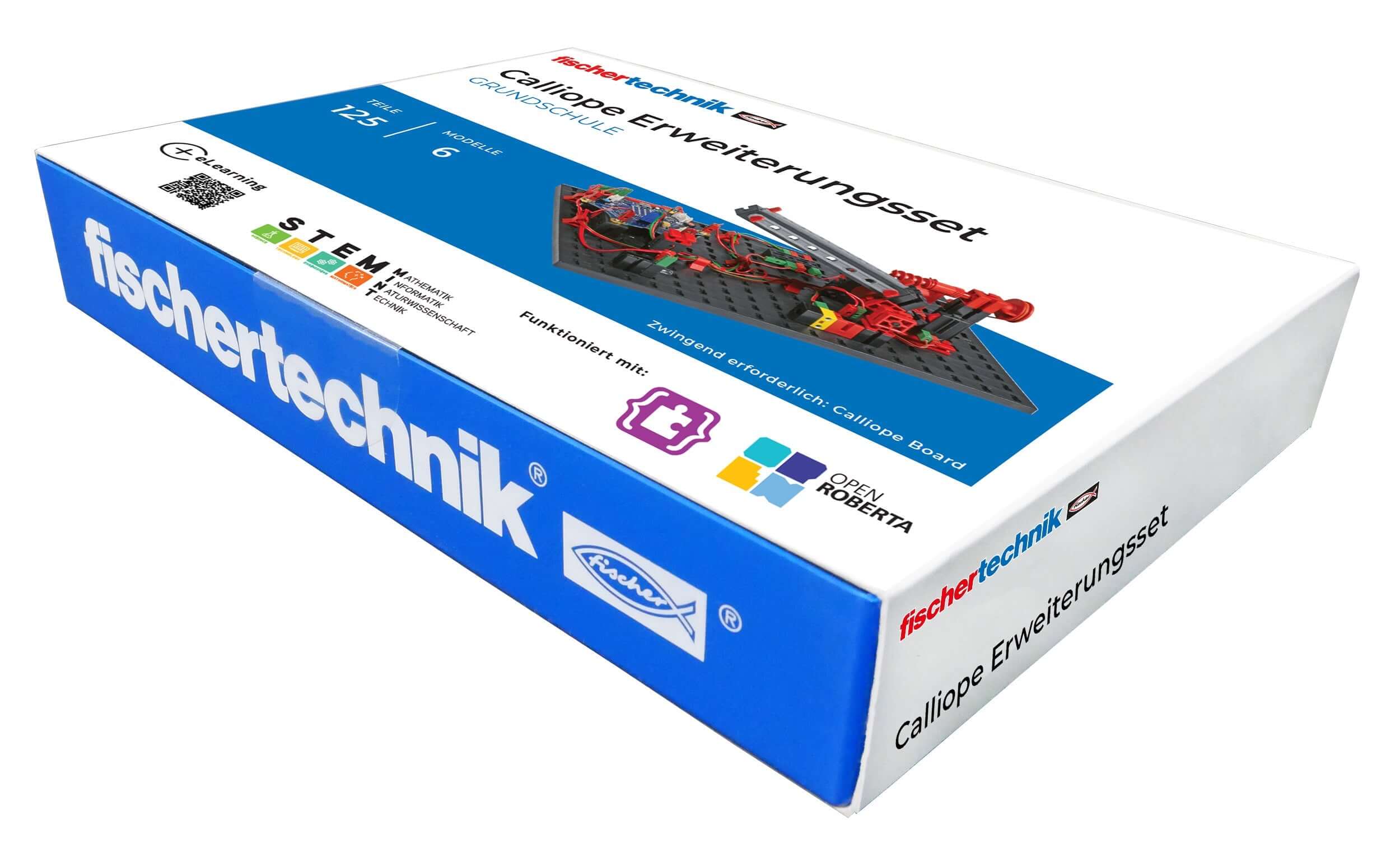 Calliope starter set packaging from fischertechnik, designed for STEM programming in elementary schools.