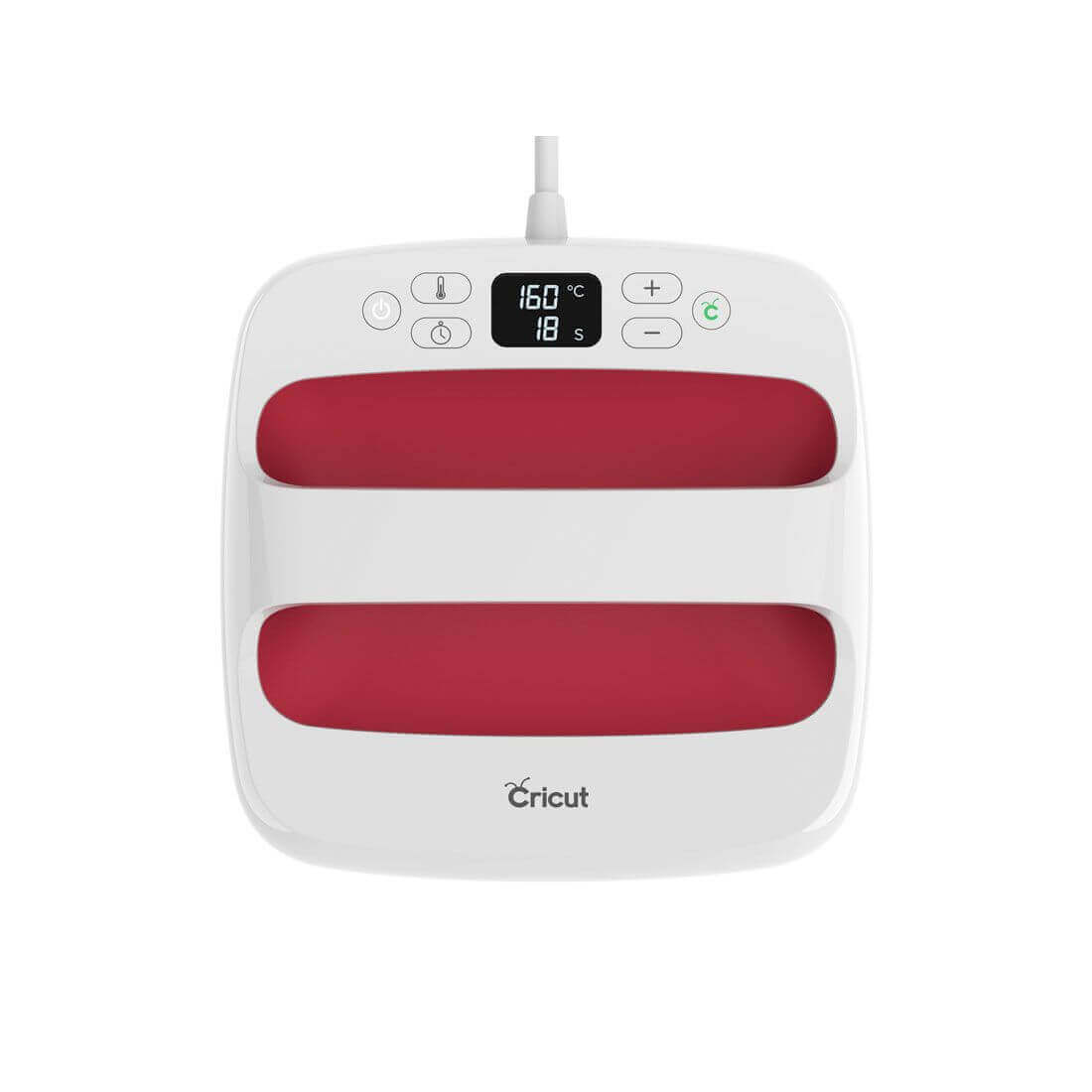 Cricut EasyPress 2 UK in Raspberry color, 9x9 inches, perfect for heat-transfer projects on various fabrics.