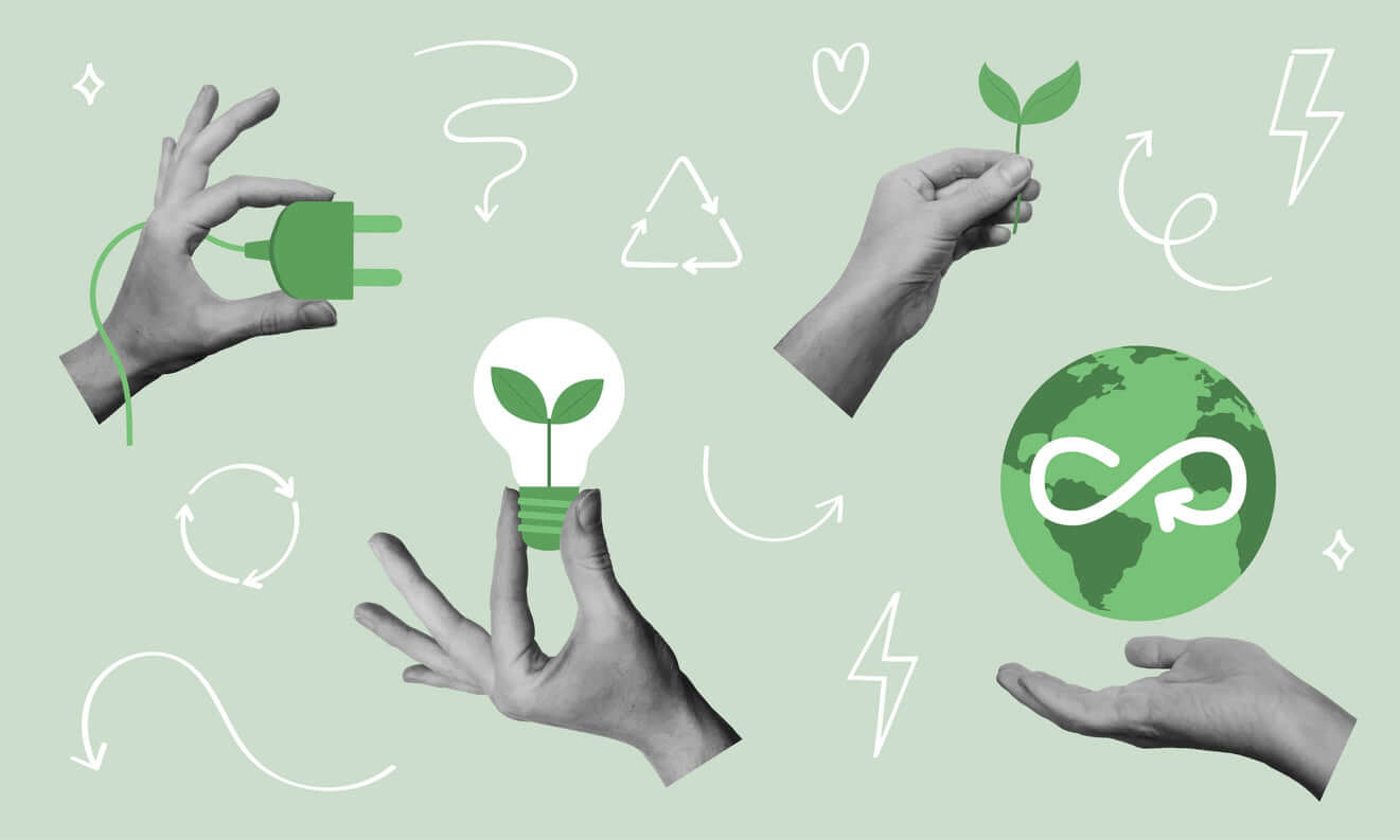 Hands holding a plug, light bulb, and globe, illustrating eco-friendly concepts and sustainability.