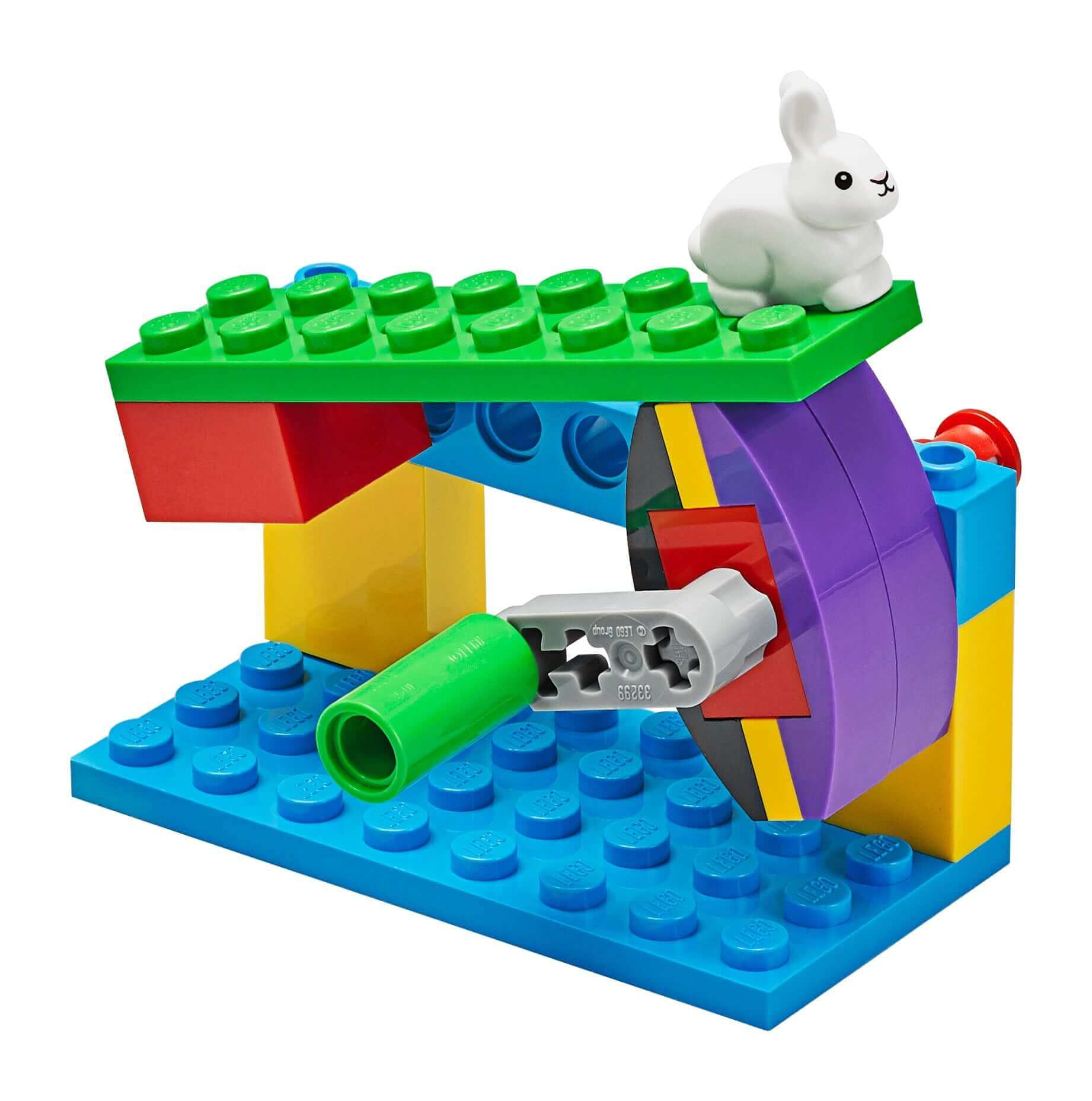 LEGO Education BricQ Motion Essential Set 45401, engaging STEAM learning model with bunny and colorful bricks.