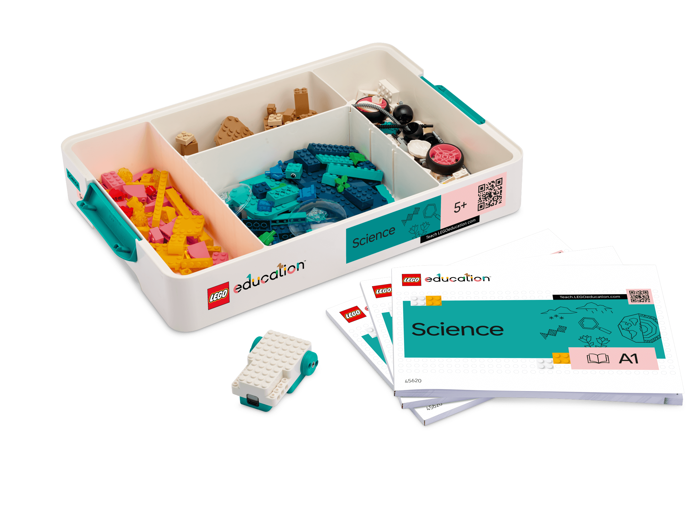 LEGO® Education Science Year 1-3 kit with colorful bricks, science materials, and lesson plans for hands-on learning.