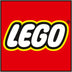 LEGO logo on a red background, playful and colorful brand identity for building blocks and toys.