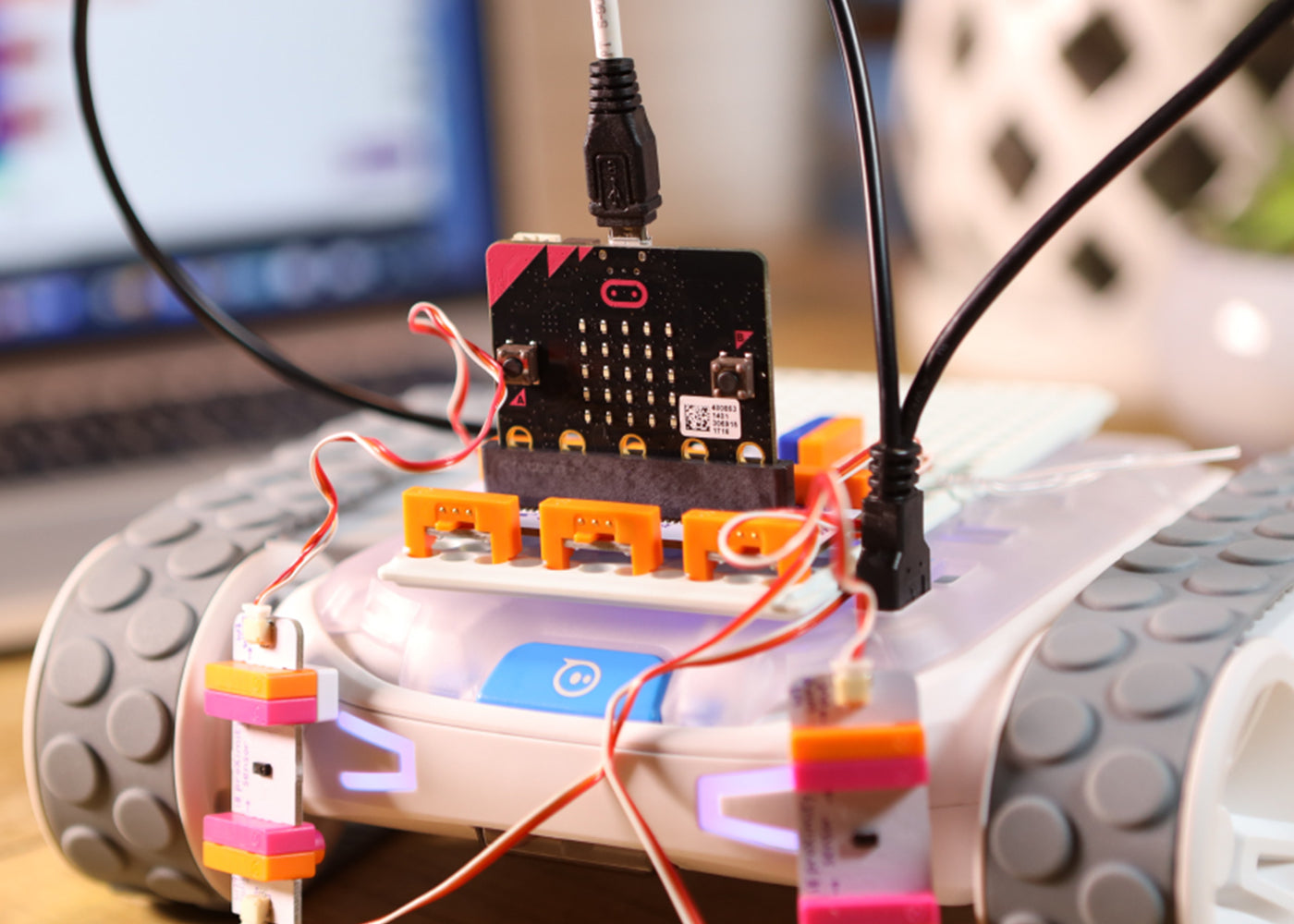 littleBits RVR+ Topper Kit connected to Sphero RVR for innovative invention building and programming.