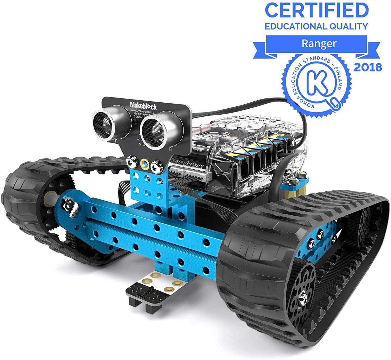 Makeblock mBot Ranger robot kit with educational certification, featuring a rugged design and wireless control.