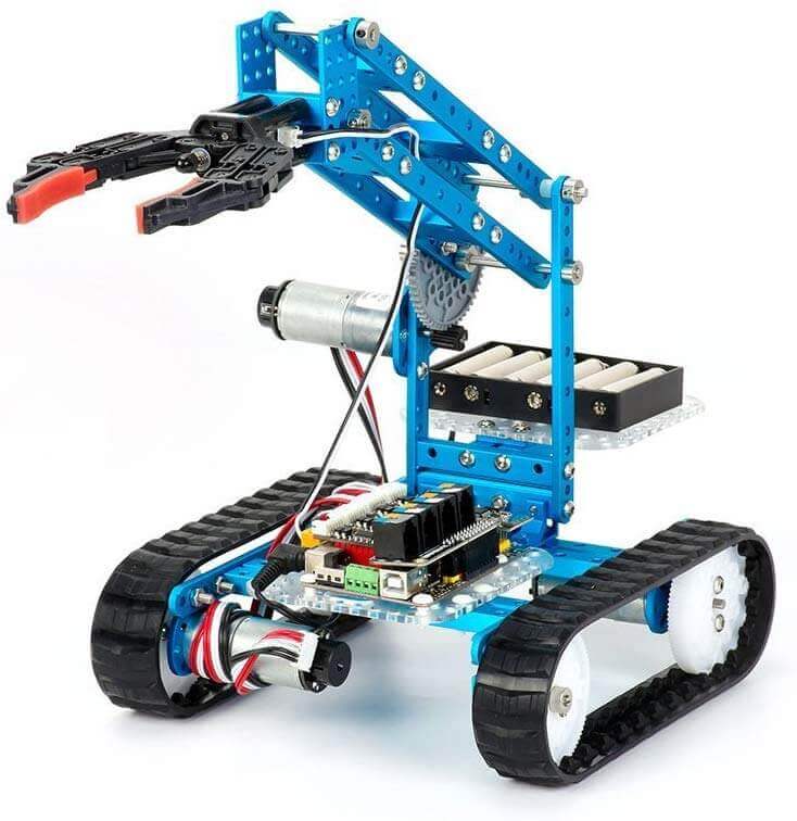 Makeblock Ultimate Robot Kit V2.0 featuring a robotic arm tank for learning programming and engineering.