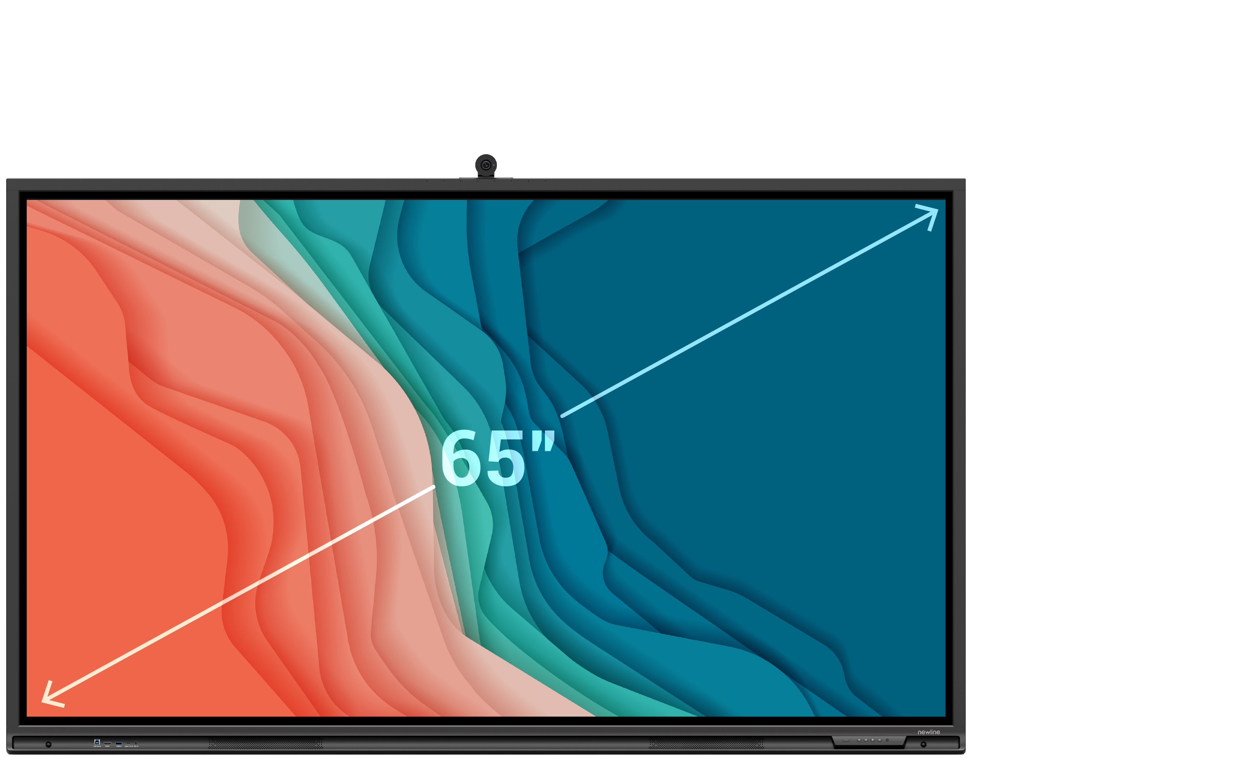 Newline Elara 65" 4K Interactive Touchscreen with a vibrant display and built-in camera.