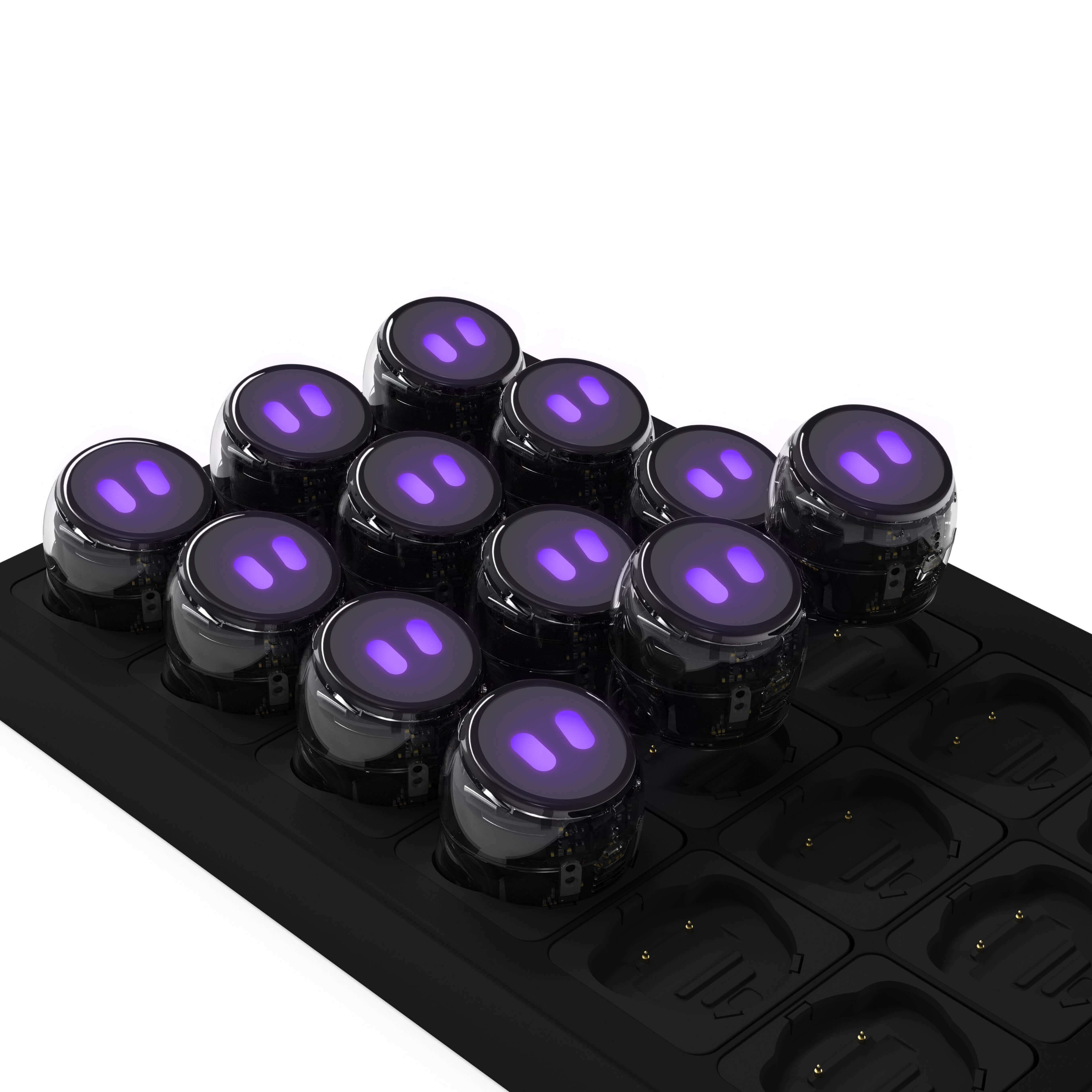 Ozobot Ari Classroom Kit featuring 12 compact robots with interactive displays for K12 computer science education.