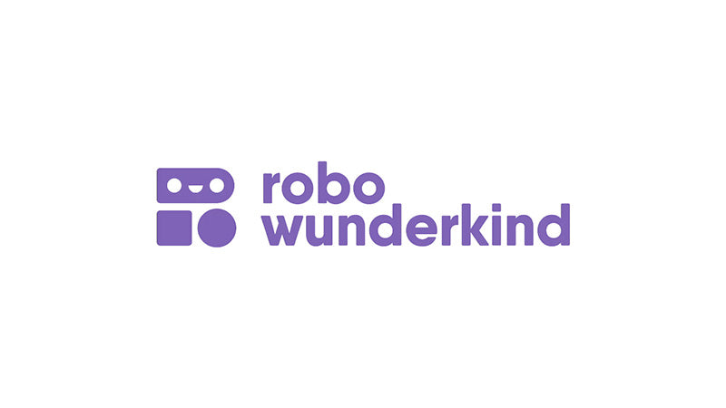 Robo Wunderkind logo featuring playful design in purple, emphasizing creativity and innovation in robotics.
