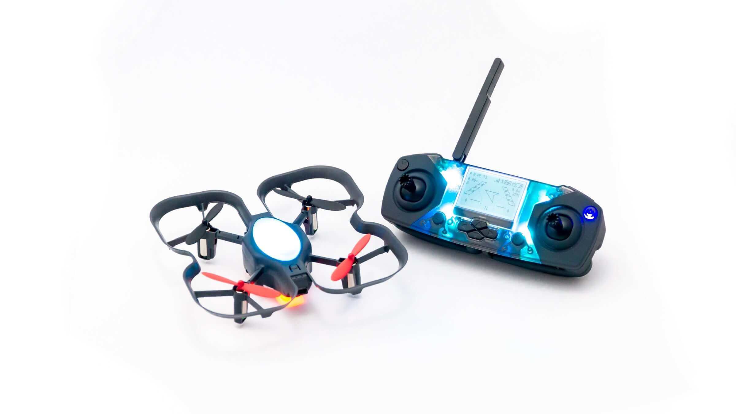 Robolink CoDrone EDU with remote controller, a programmable drone for learning coding and engineering skills.