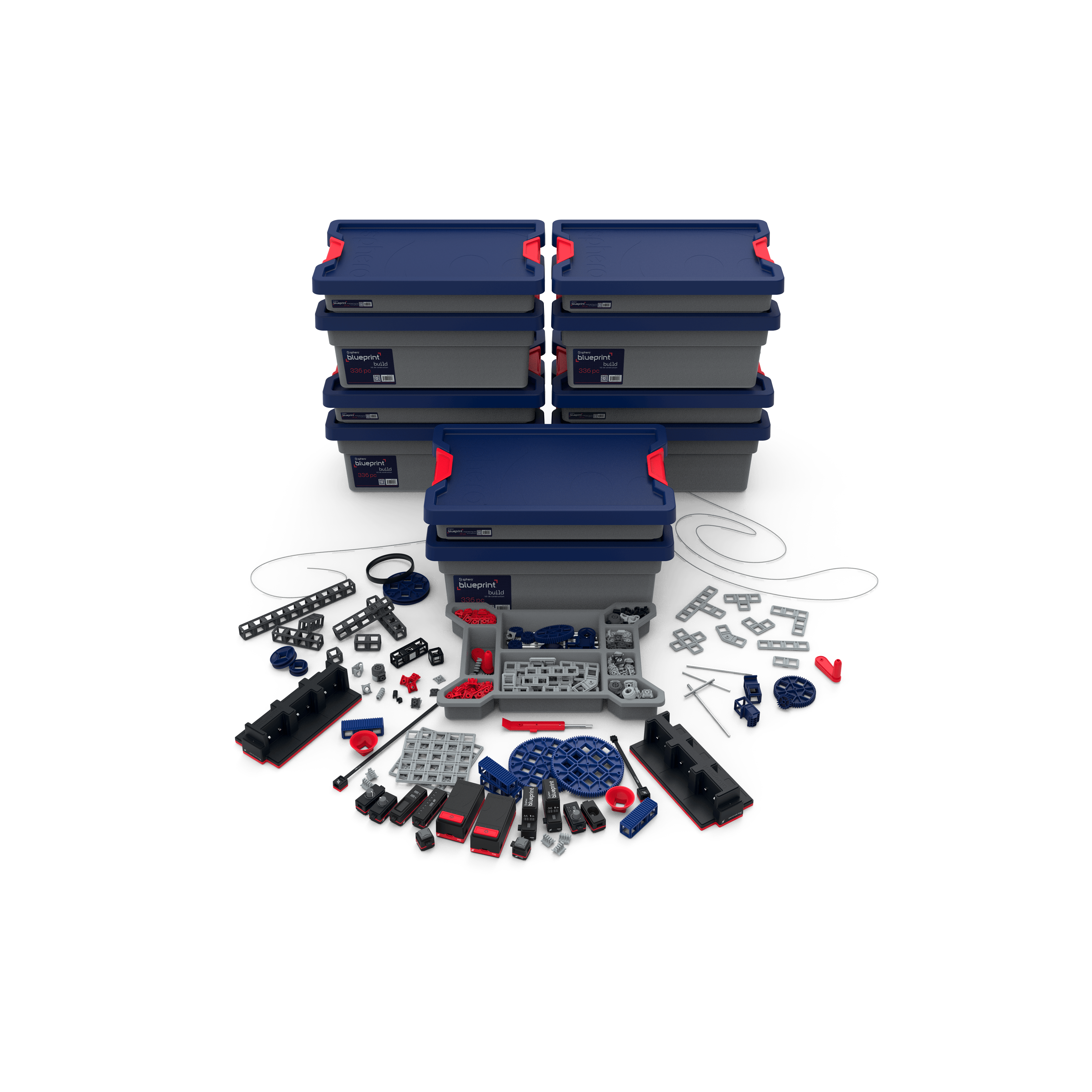 Sphero Blueprint Engineering Class Pack containing five kits and various engineering tools and components.