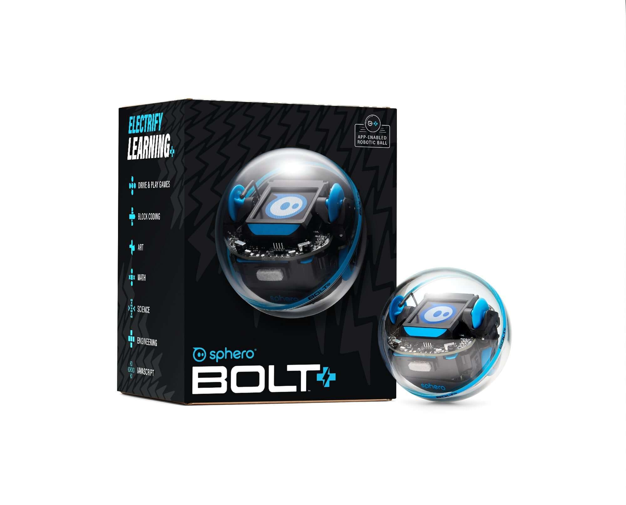Sphero BOLT+ educational robot in packaging, promoting hands-on learning and coding experiences.