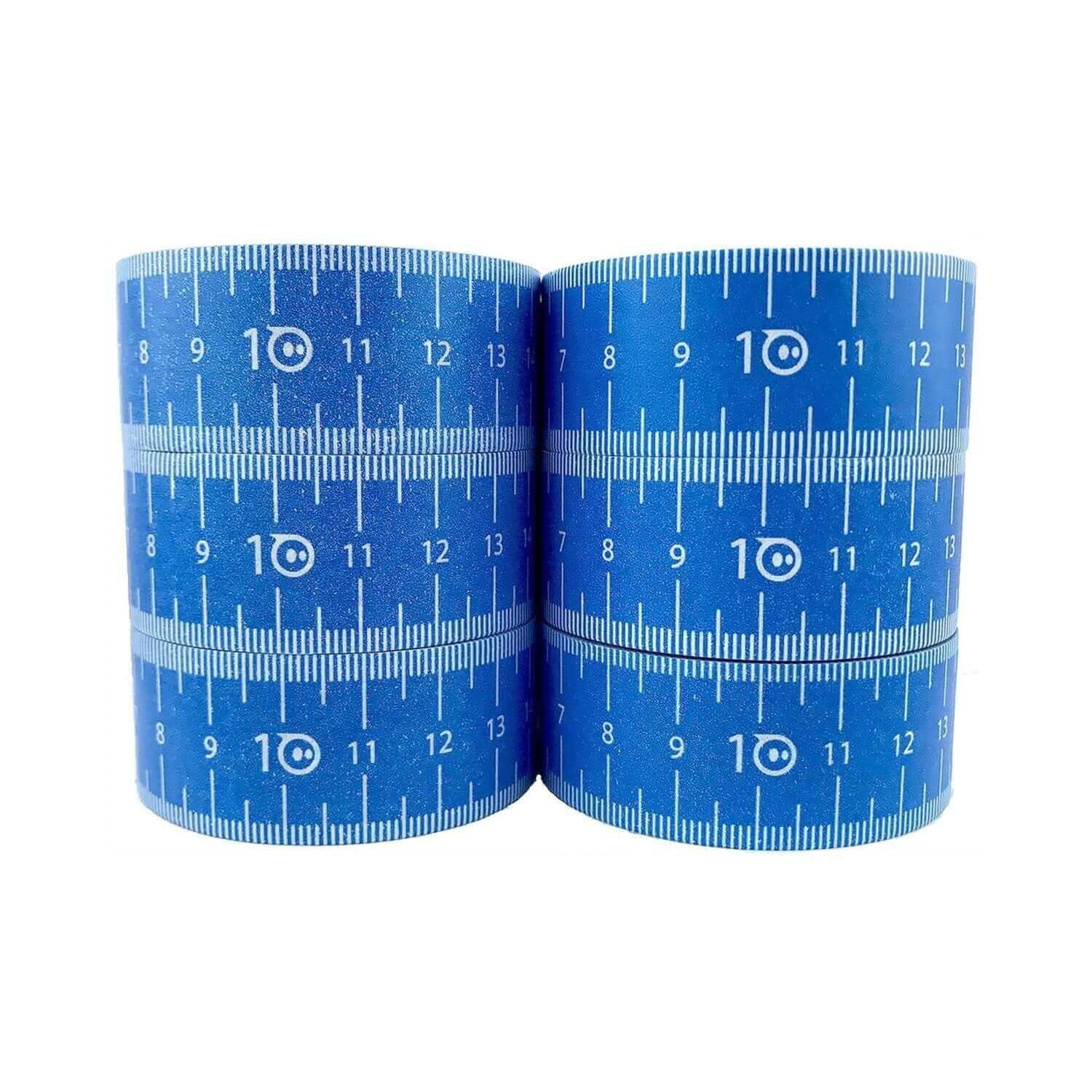 Sphero Maze Tape 6 Pack, blue maze tape rolls with measurement markings for interactive fun and learning.