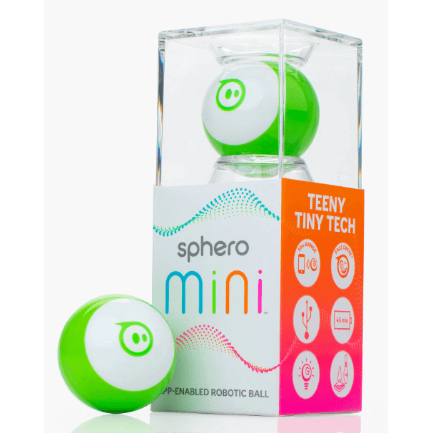 Sphero Mini Robot in green packaging, a fun app-enabled robotic ball for driving, gaming, and coding.