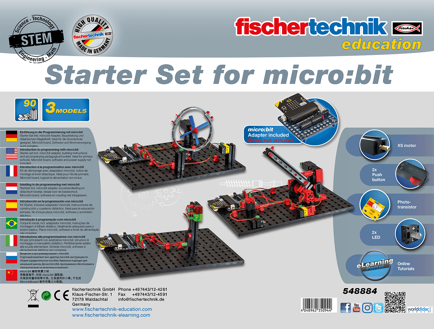 Starter set for micro:bit, featuring educational STEM models, components, and programming tools for elementary school.