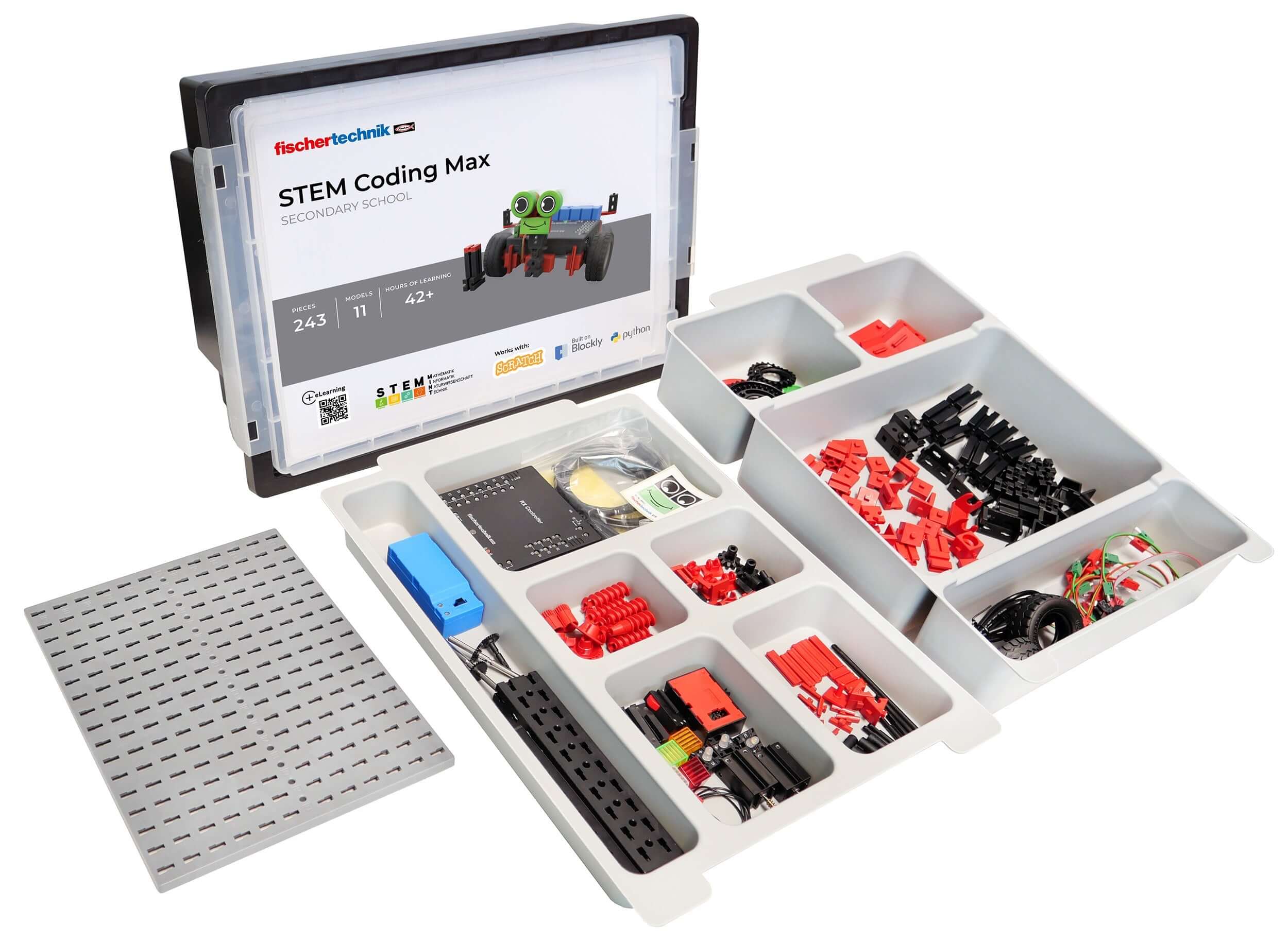 STEM Coding Max kit with components for action-oriented design and programming in secondary education.