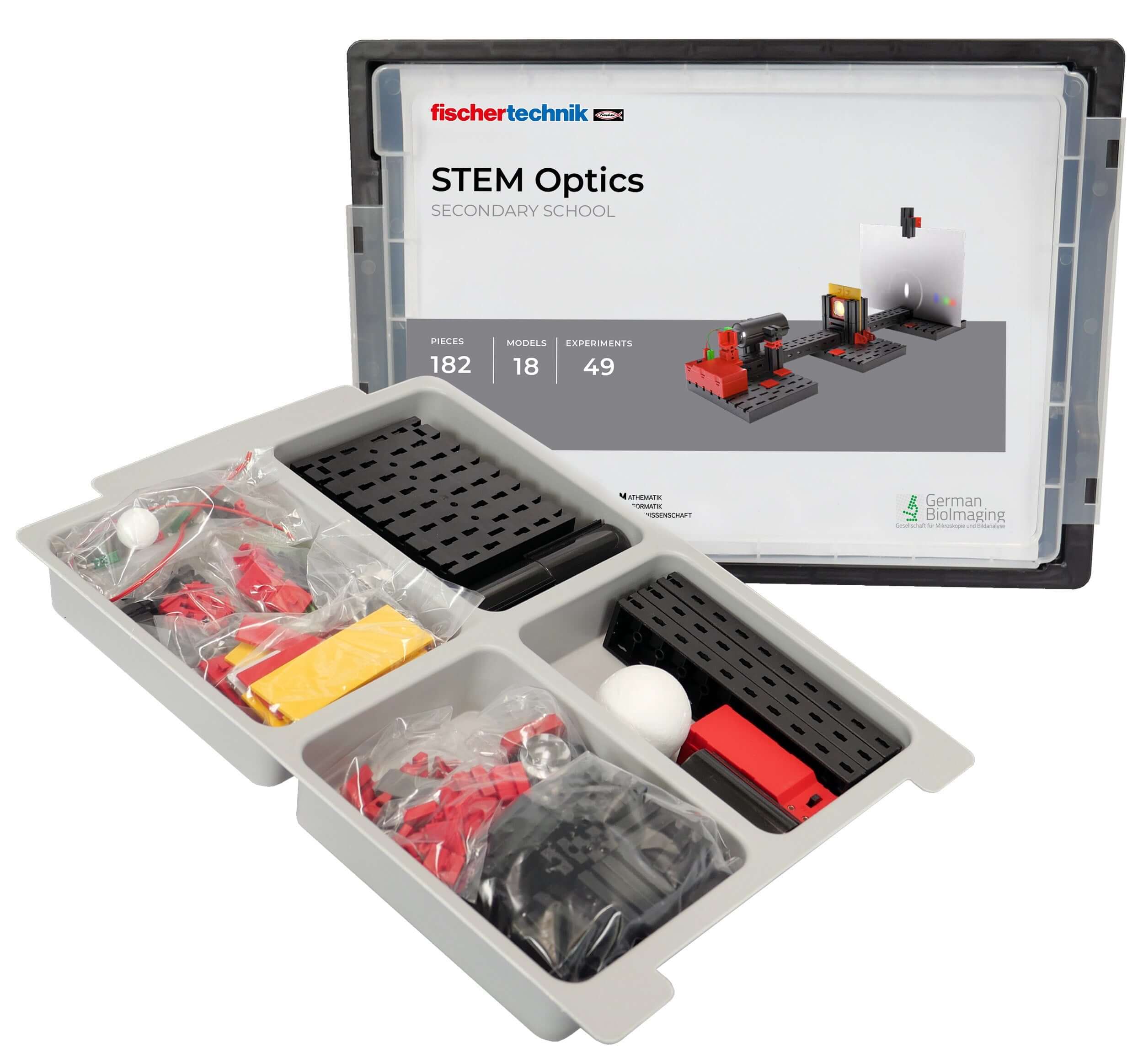 STEM Optics educational kit showcasing interactive optics principles with vibrant components for hands-on learning.