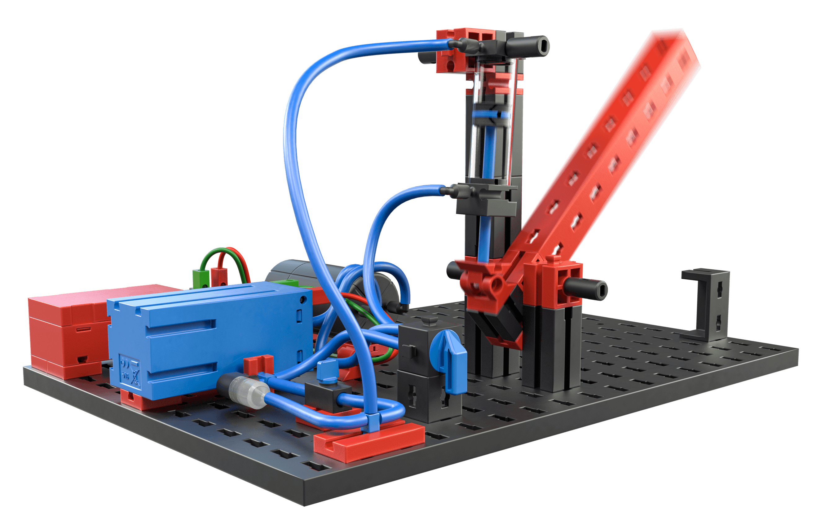 STEM Pneumatics kit showcasing a colorful assembly of tubes and components designed for learning pneumatics basics.