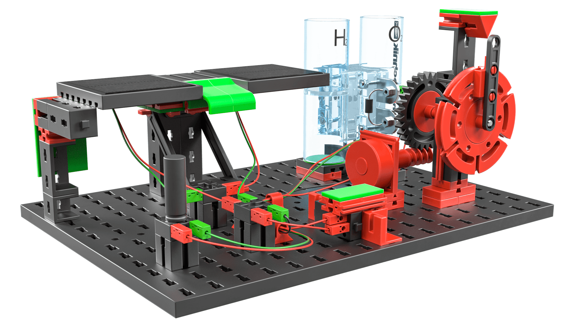 STEM Renewable Energies model showcasing components of sustainable energy systems and their functionality.
