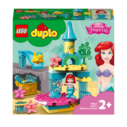 LEGO DUPLO Princess Ariel's Undersea Castle Set 10922 for kids featuring Ariel, Flounder, and fun ocean-themed accessories.