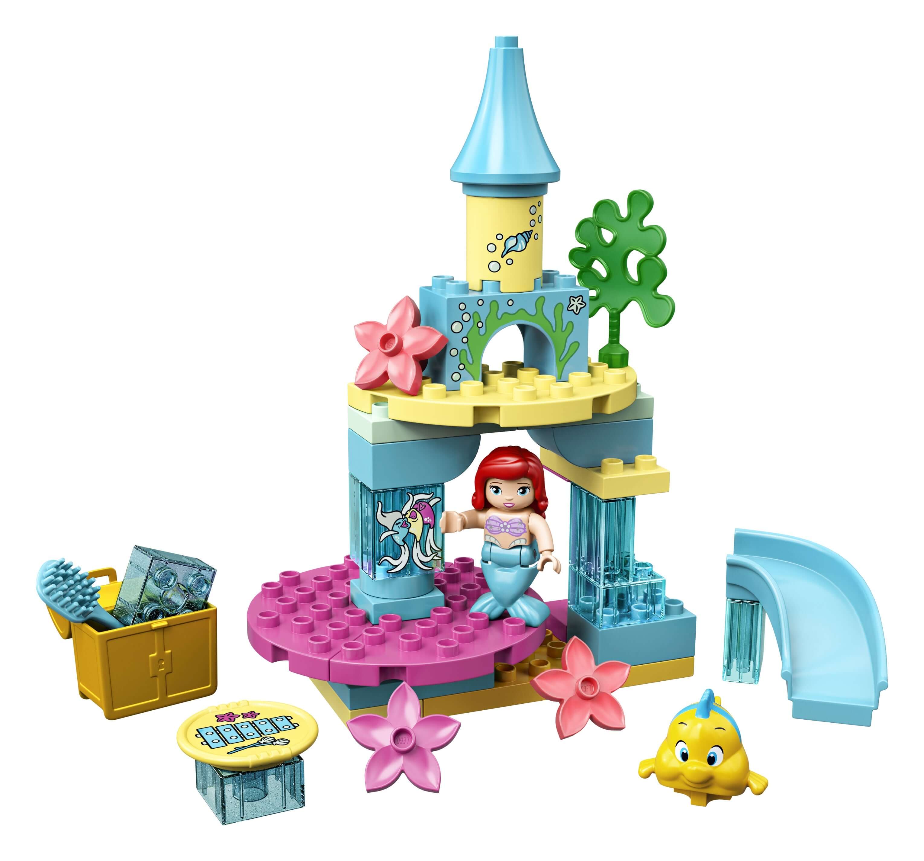 LEGO® DUPLO Princess Ariel Undersea Castle Set 10922 featuring Ariel and Flounder from The Little Mermaid.