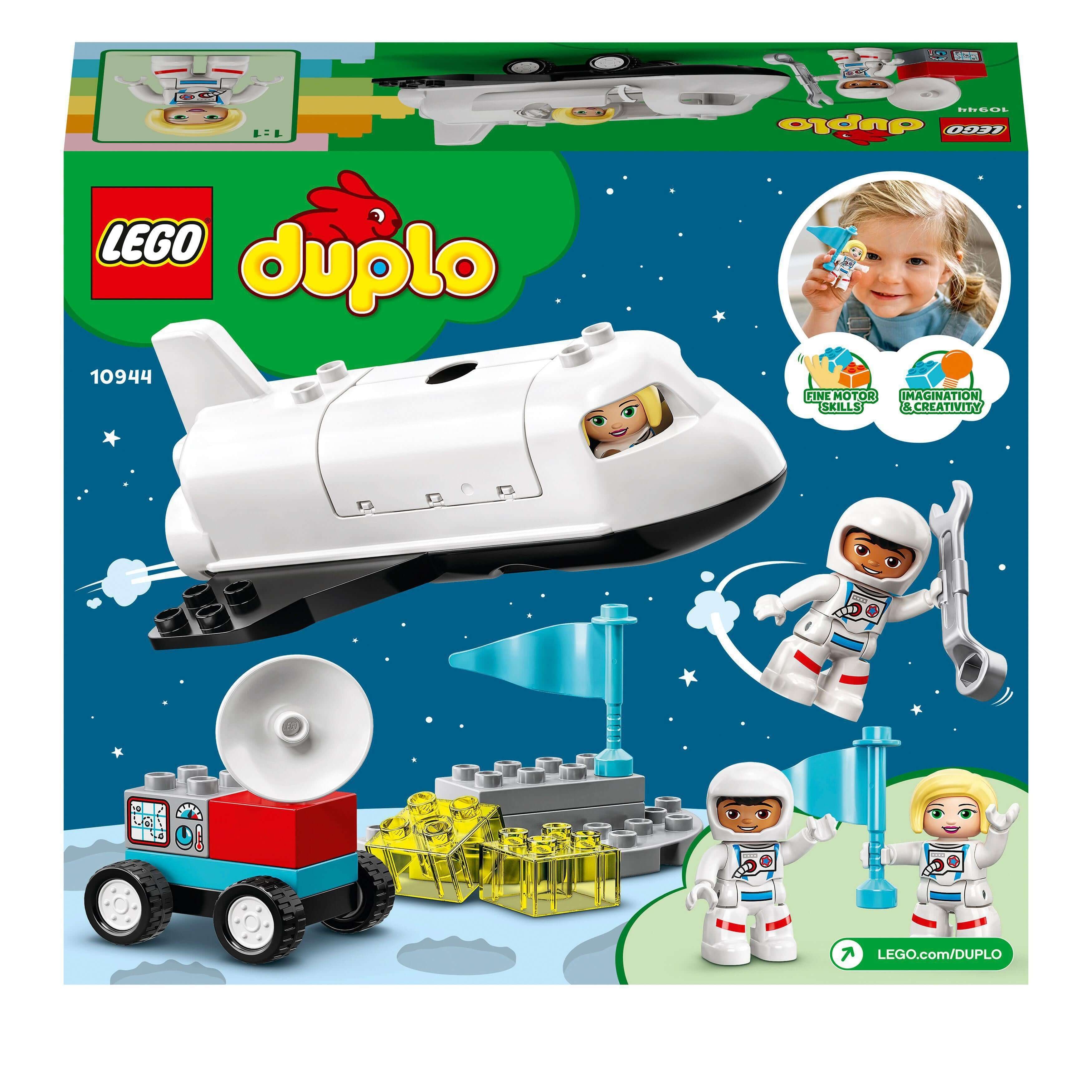 LEGO® DUPLO Town Space Shuttle Mission Set 10944 with space shuttle, astronauts, and play accessories for toddlers.