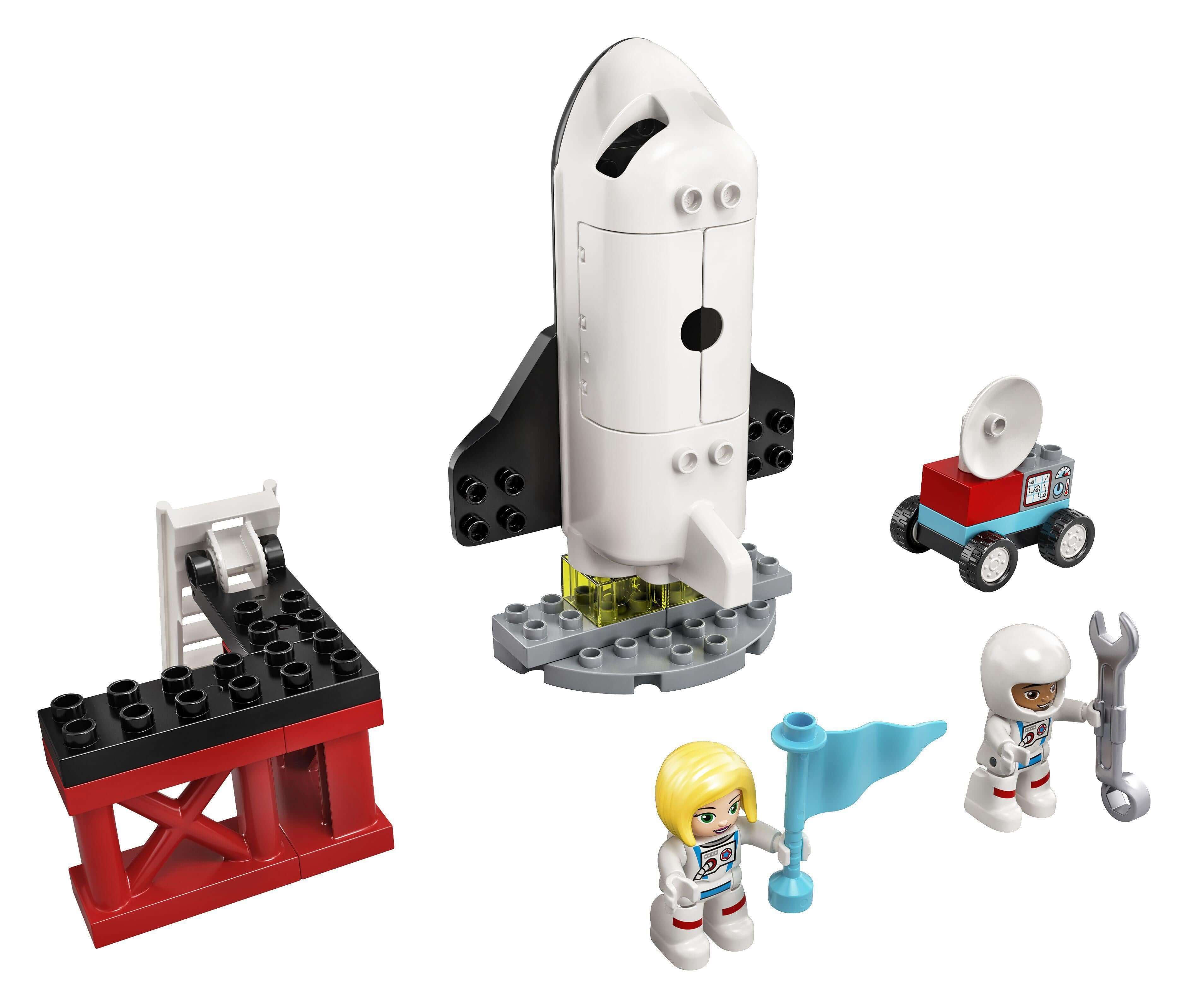 LEGO® DUPLO Town Space Shuttle Mission Set 10944 featuring a space shuttle, astronauts, and a launch pad for toddlers' imaginative play.