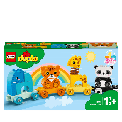 LEGO® DUPLO My First Animal Train Toy 10955 with colorful animal designs for toddlers learning and play.