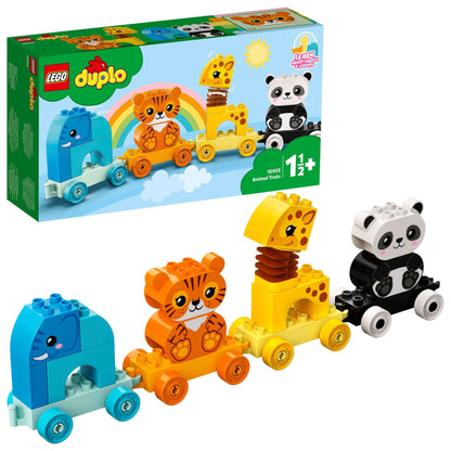 LEGO DUPLO My First Animal Train Toy 10955 features colorful animal cars for toddlers, promoting fun learning and development.