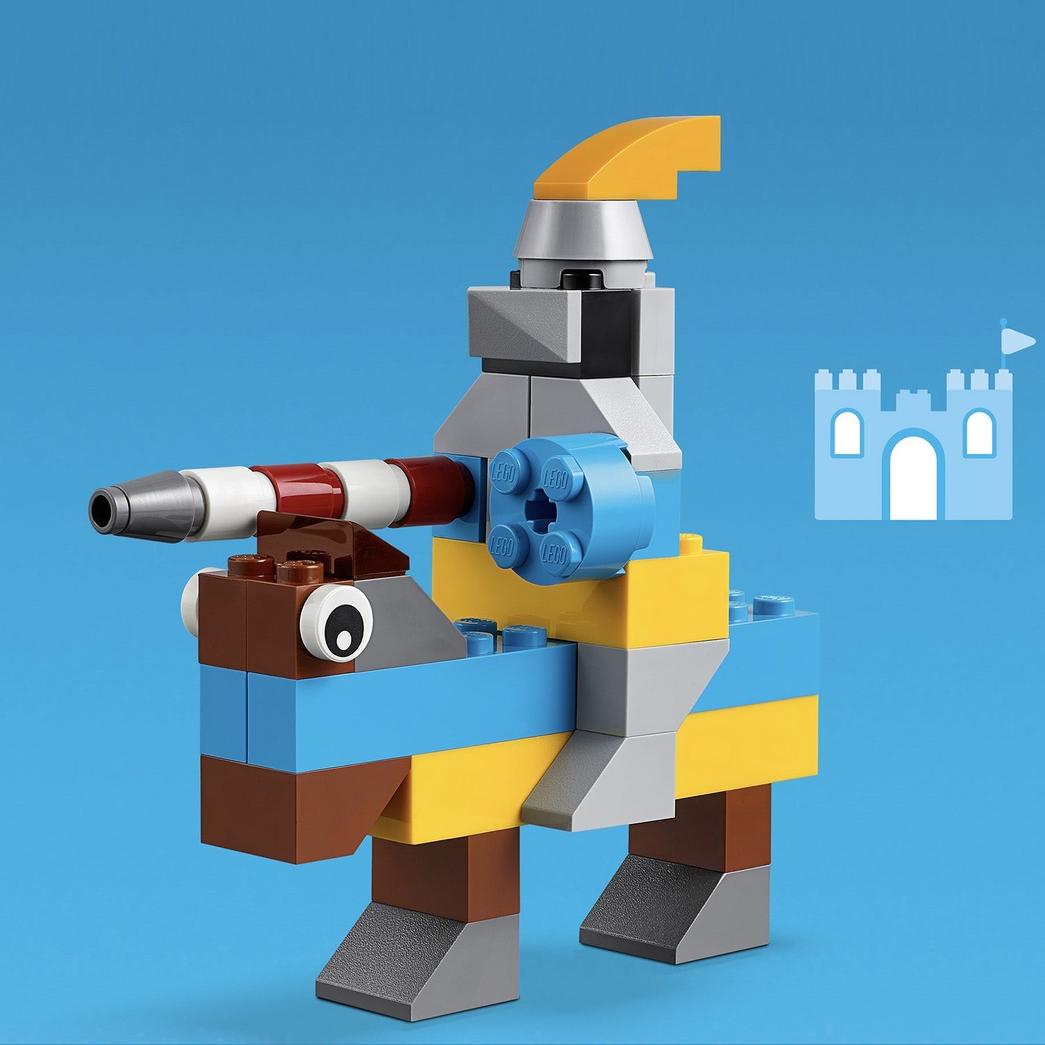 LEGO Classic Basic Brick Set Building Toy 11002 featuring a colorful knight riding a horse-shaped figure.