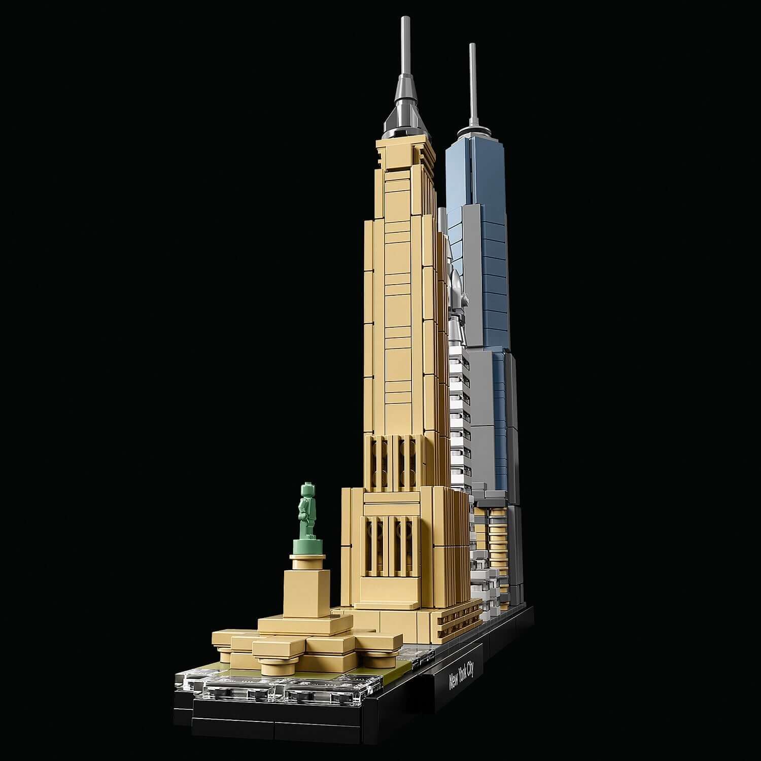LEGO Architecture New York City skyline set featuring Empire State and One World Trade Center, plus Statue of Liberty.