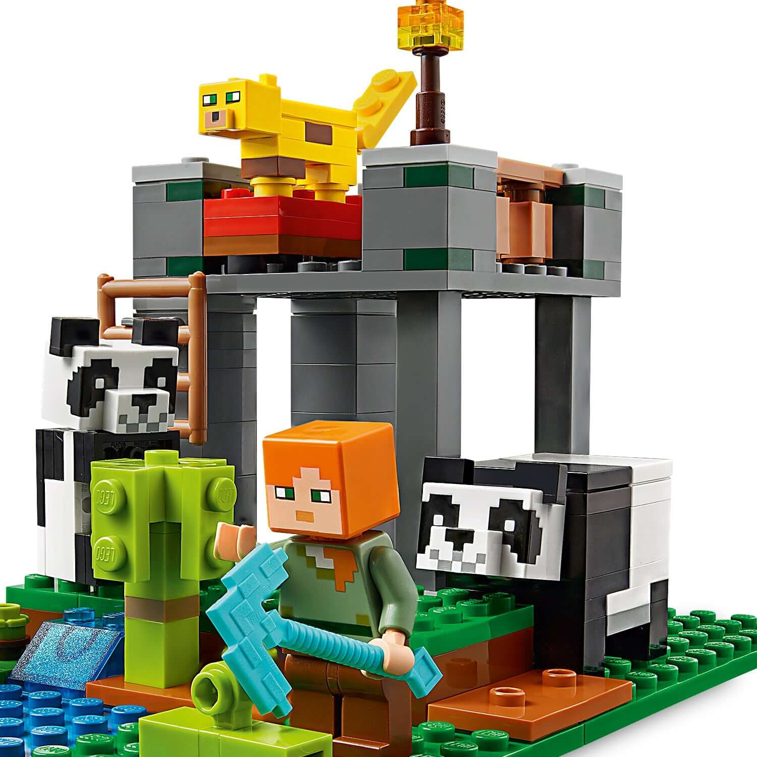 LEGO® Minecraft The Panda Nursery set with pandas and character, featuring playful building and adventures.