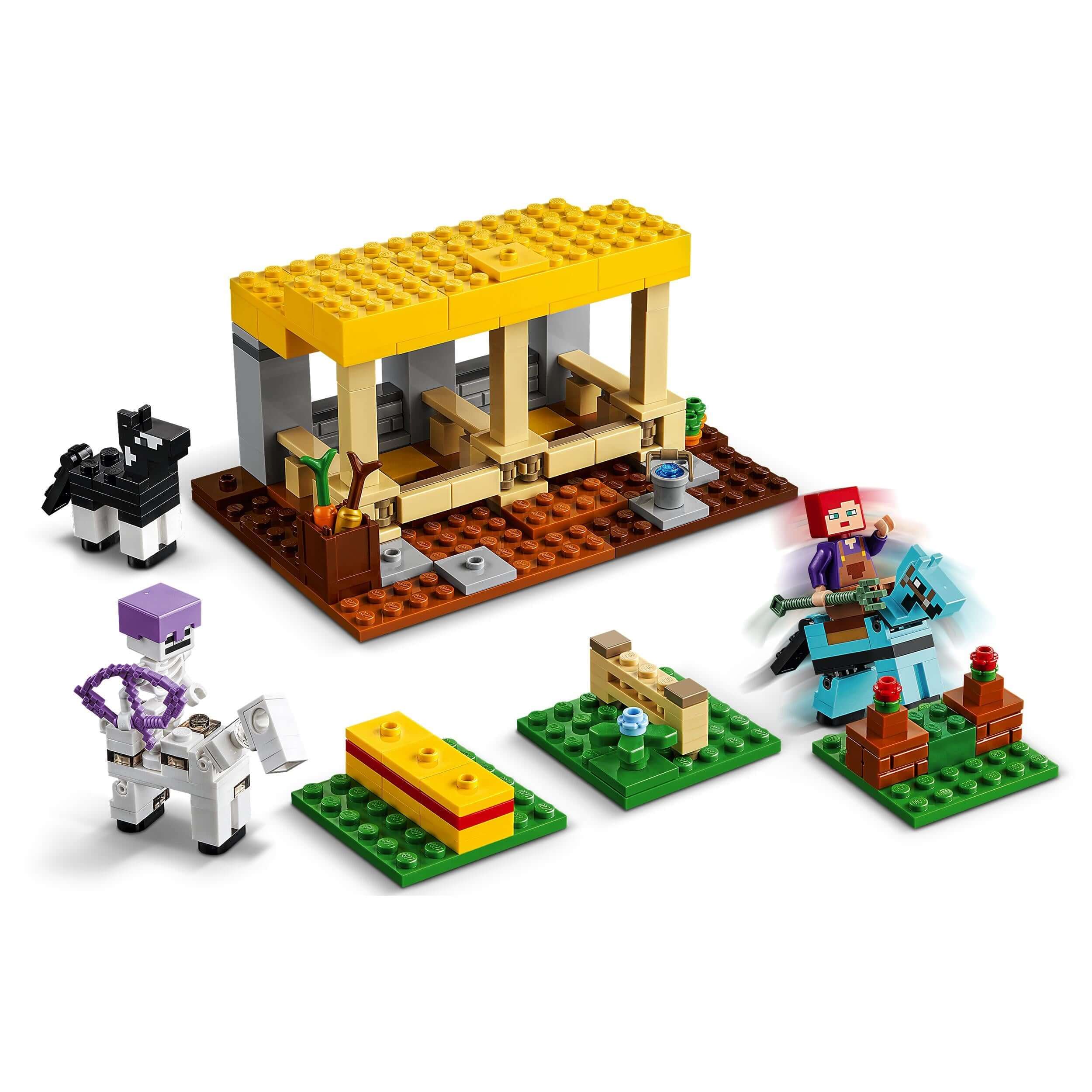 LEGO® Minecraft The Horse Stable Farm Toy 21171 with horses, figures, and obstacle course for creative play.