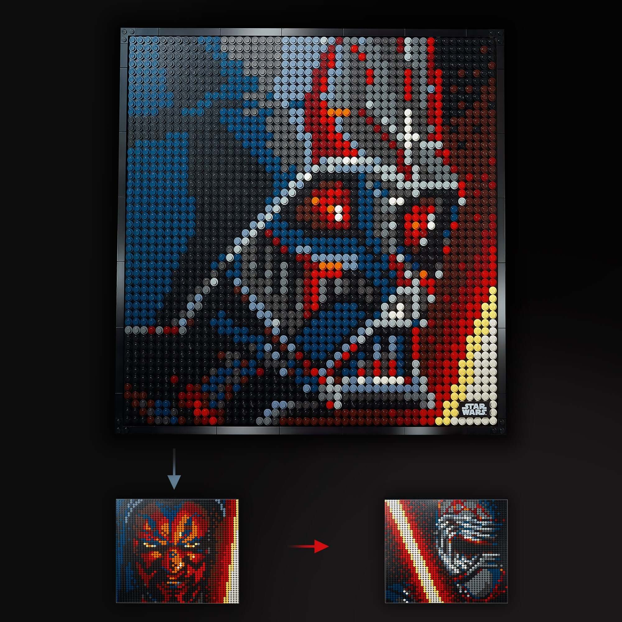 LEGO® Art Star Wars The Sith 3in1 wall art set showcasing Darth Vader's iconic image with vibrant colors.