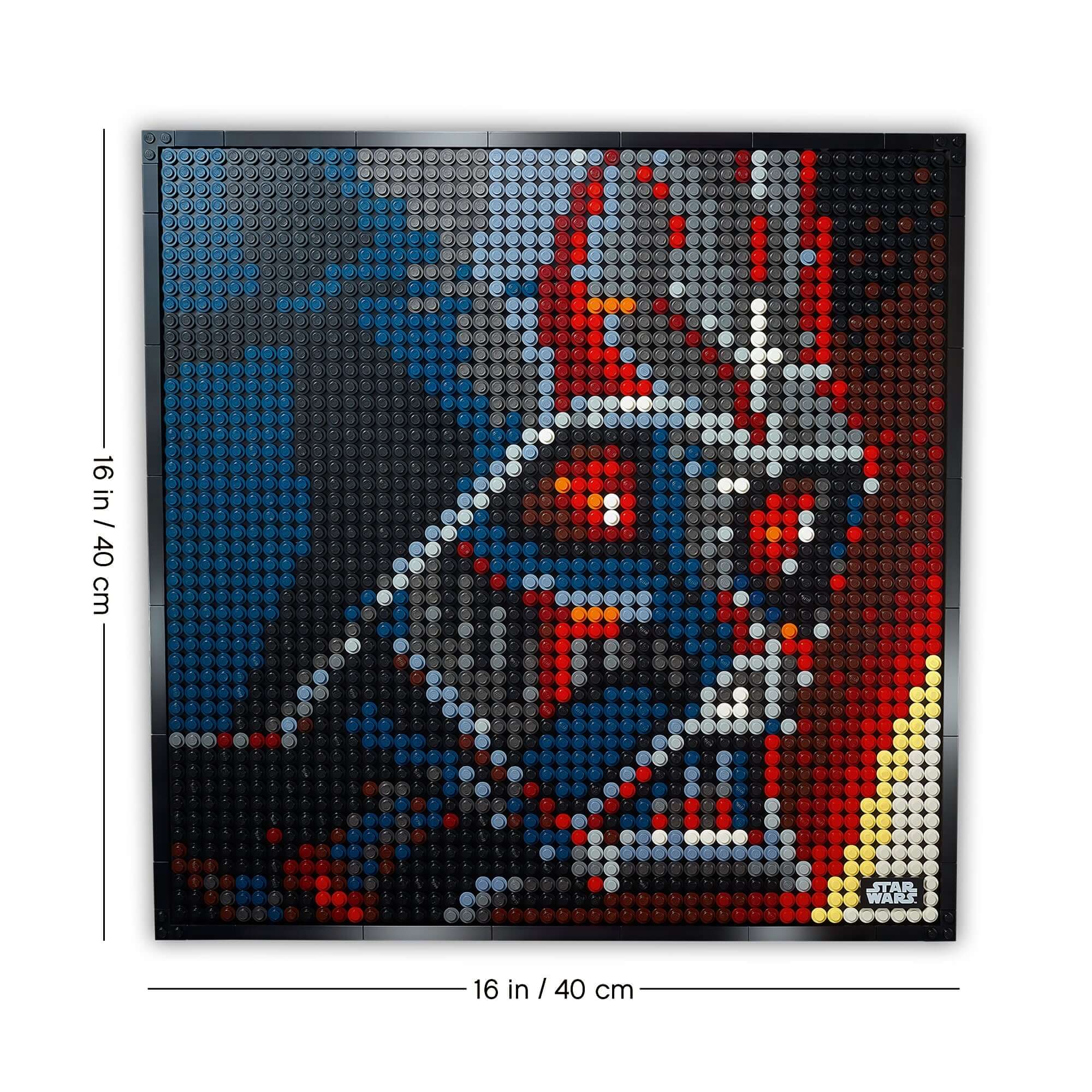 LEGO® Art Star Wars The Sith set 31200 featuring detailed Darth Vader wall art, 16x16 inches in size.