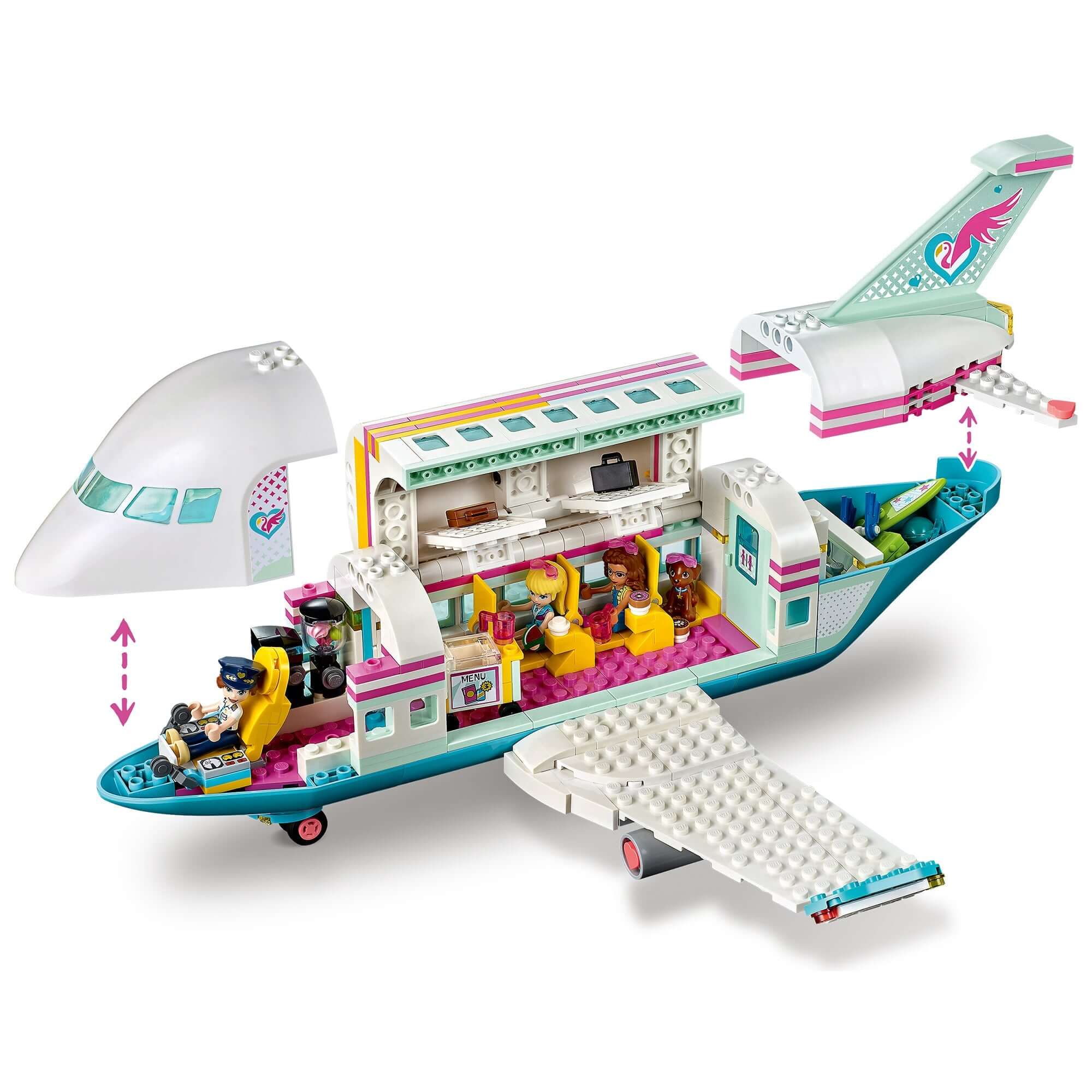 LEGO Friends Heartlake City Aeroplane Play Set 41429 with detailed interiors and boarding stairs for imaginative play.