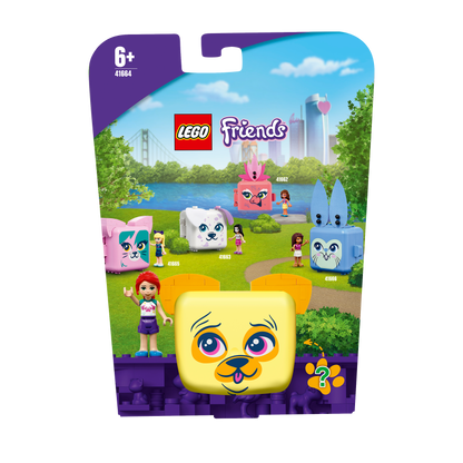 LEGO® Friends Mia’s Pug Cube Playset 41664, a compact toy with doggy ears for kids who love building and animals.