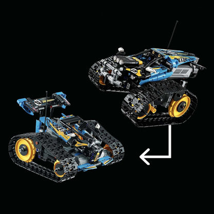 LEGO Technic Stunt Racer RC Car Toy 42095 showcasing its transformable design and remote control features.