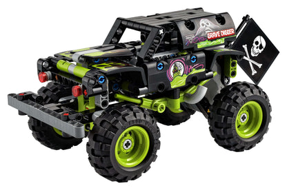 LEGO Technic Monster Jam Grave Digger Toy 42118, monster truck model with off-road buggy, building fun for kids.