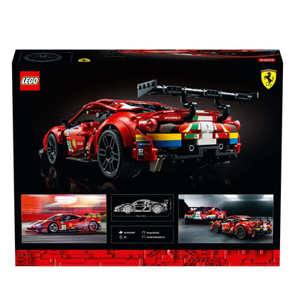 LEGO Technic Ferrari 488 GTE AF Corse #51 Set 42125 packaging with detailed car images and specifications.