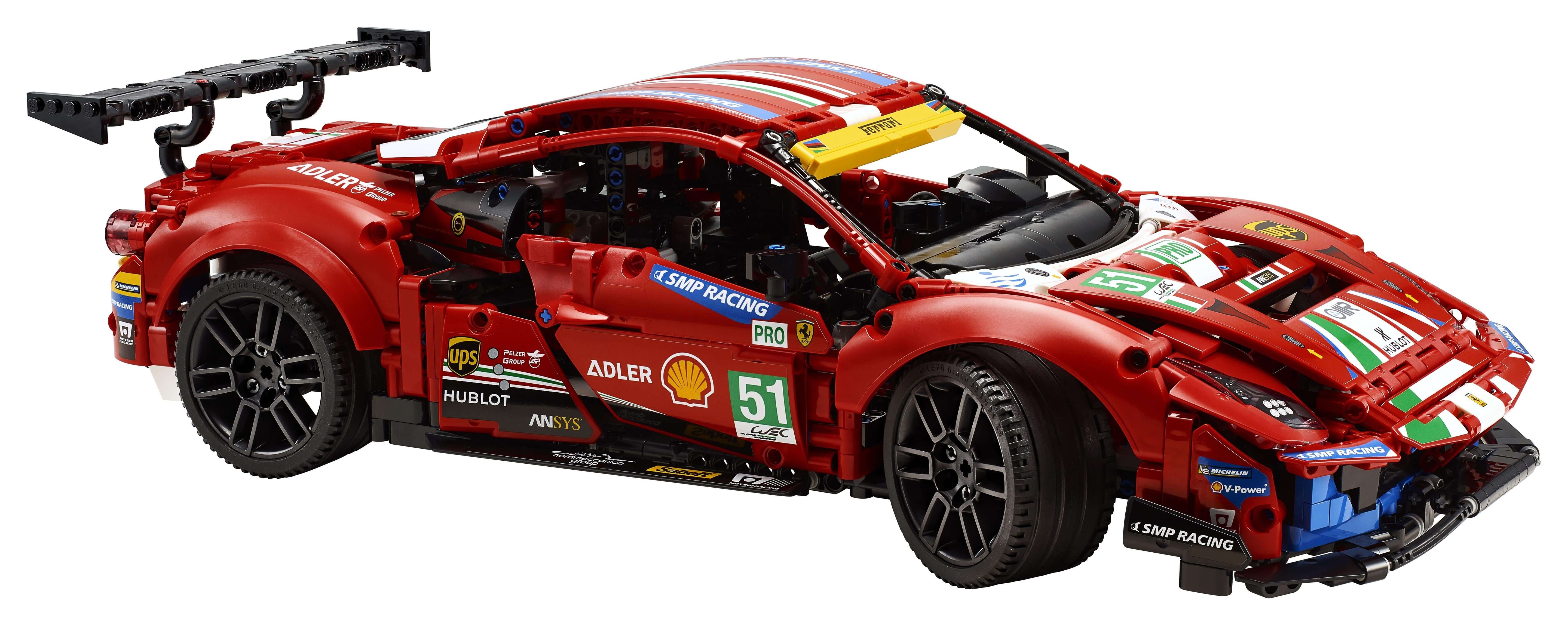 LEGO Technic Ferrari 488 GTE AF Corse #51 model kit, detailed replica of the iconic race car, Set 42125.