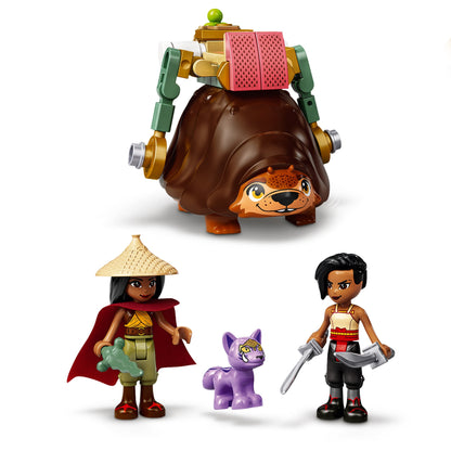 LEGO® Disney Raya Heart Palace set with minidoll figures Raya, Namaari, and Tuk Tuk.