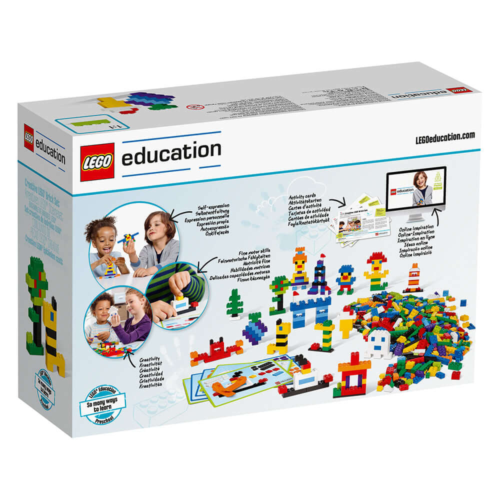 LEGO® Education Creative Brick Set 45020 packaging showcasing colorful bricks for creativity and collaboration.