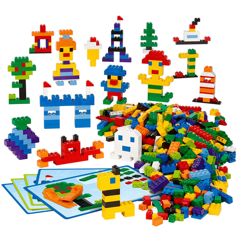 Colorful LEGO® Education Creative Brick Set 45020 showcasing various creations, inspiring imagination and creativity.