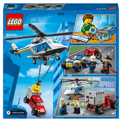 LEGO® City Police Helicopter Chase Set 60243 featuring helicopter, cars, and mini figures for exciting play.