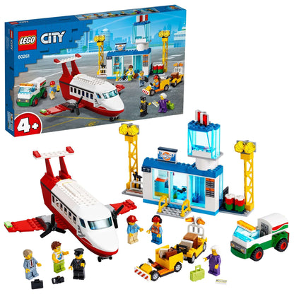 LEGO® City 4+ Central Airport Charter Toy 60261 with airplane, terminal, luggage truck, and minifigures.