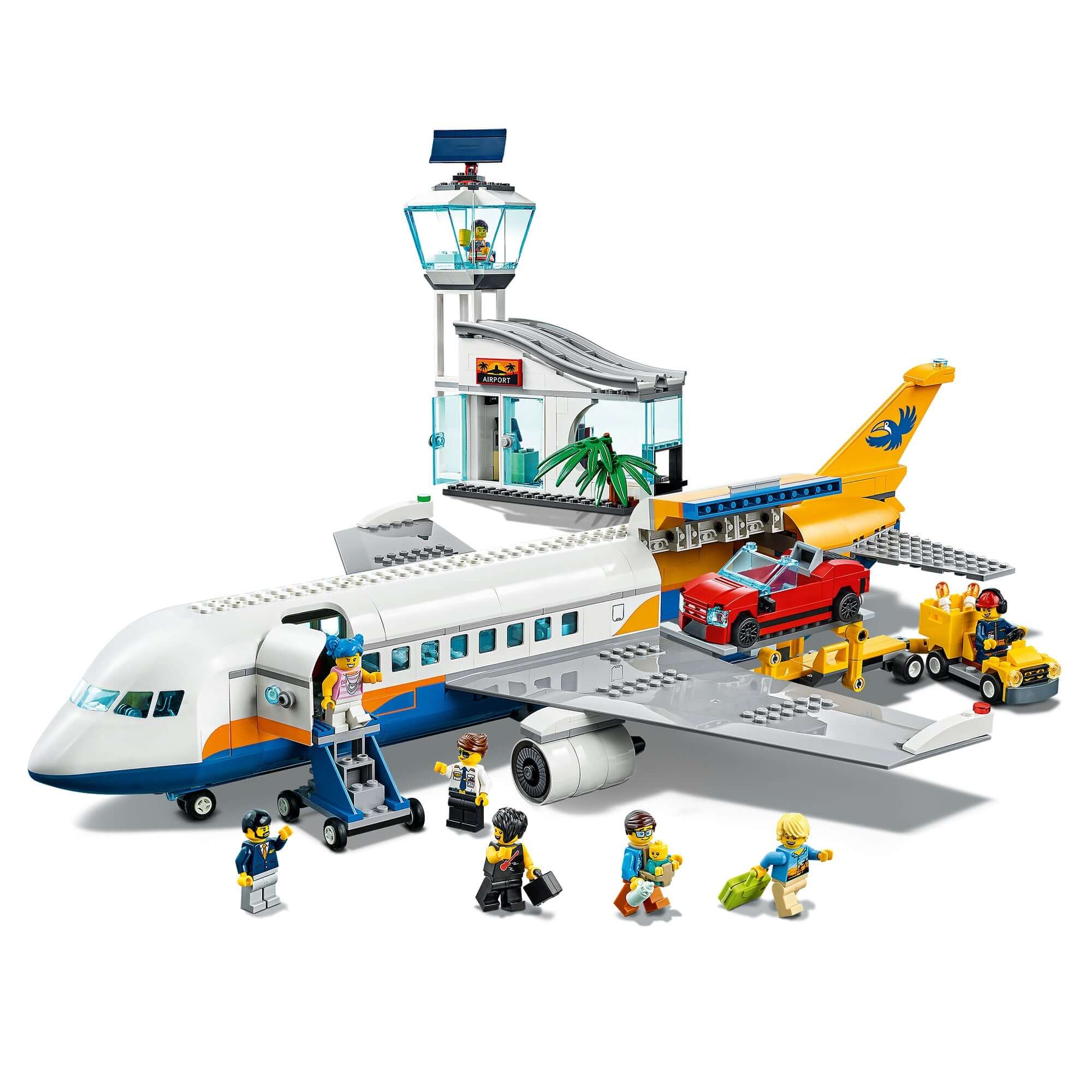 LEGO® City Airport Passenger Airplane 60262 set with airplane, car, and mini-figures at the airport terminal.