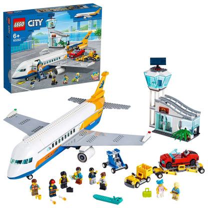 LEGO City Airport Passenger Airplane toy 60262 with minifigures, cars, and airport tower for imaginative play.
